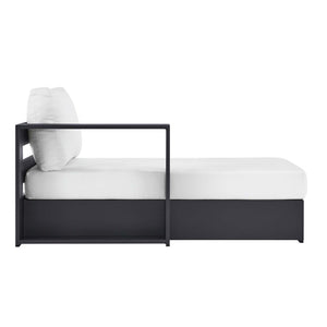 Modway Furniture Tahoe Outdoor Patio Modular Left-Facing Chaise Lounge with Powder-Coated Aluminum Frame for Comfort Gray White EEI-6632-GRY-WHI