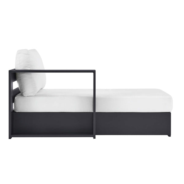 Modway Furniture Tahoe Outdoor Patio Modular Left-Facing Chaise Lounge with Powder-Coated Aluminum Frame for Comfort Gray White EEI-6632-GRY-WHI