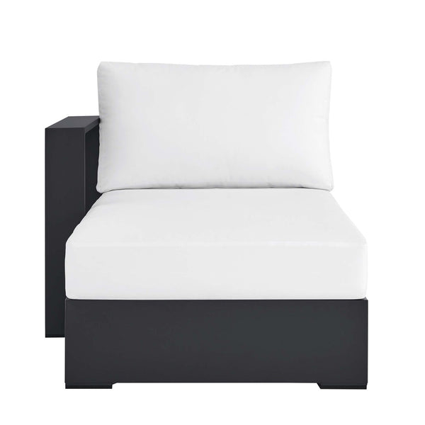 Modway Furniture Tahoe Outdoor Patio Modular Left-Facing Chaise Lounge with Powder-Coated Aluminum Frame for Comfort Gray White EEI-6632-GRY-WHI