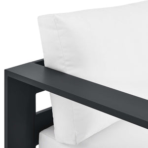 Modway Furniture Tahoe Outdoor Patio Modular Left-Facing Chaise Lounge with Powder-Coated Aluminum Frame for Comfort Gray White EEI-6632-GRY-WHI