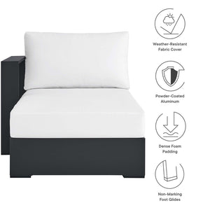 Modway Furniture Tahoe Outdoor Patio Modular Left-Facing Chaise Lounge with Powder-Coated Aluminum Frame for Comfort Gray White EEI-6632-GRY-WHI