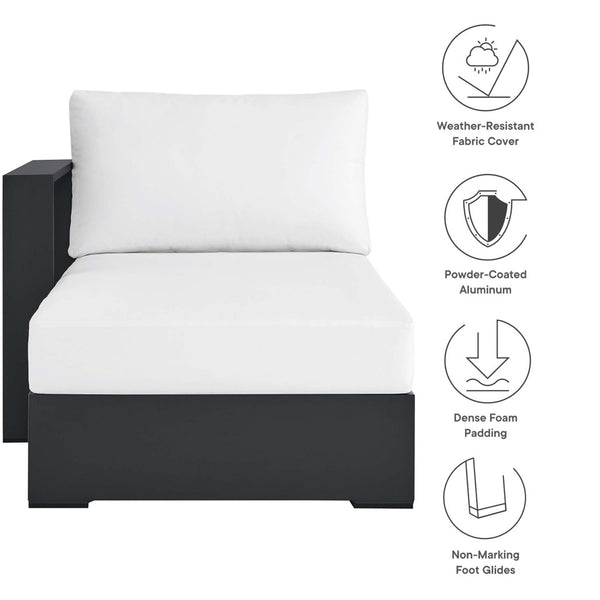 Modway Furniture Tahoe Outdoor Patio Modular Left-Facing Chaise Lounge with Powder-Coated Aluminum Frame for Comfort Gray White EEI-6632-GRY-WHI