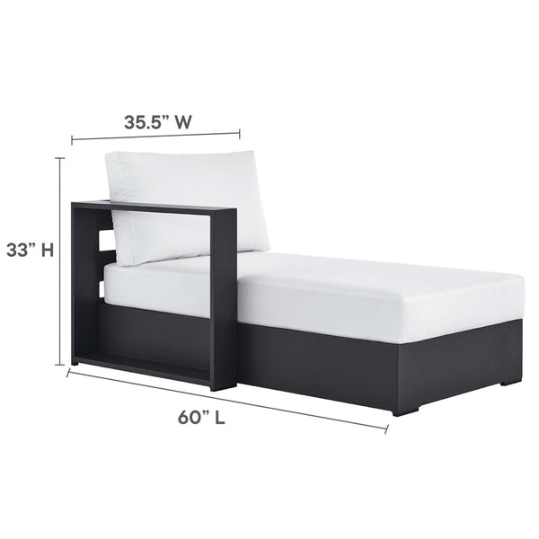 Modway Furniture Tahoe Outdoor Patio Modular Left-Facing Chaise Lounge with Powder-Coated Aluminum Frame for Comfort Gray White EEI-6632-GRY-WHI