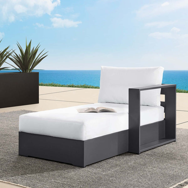 Modway Furniture Tahoe Outdoor Patio Aluminum Right-Facing Chaise Lounge - Modern Design for Ultimate Comfort & Relaxation Gray White EEI-6633-GRY-WHI