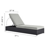 Tahoe Outdoor Patio Powder-Coated Aluminum Chaise Lounge Chair Gray, Gray Gray EEI-6634-GRY-GRY