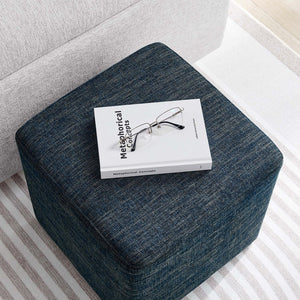 Modway Furniture Callum 17" Square Upholstered Ottoman – Modern Fabric Design for Versatile Living Room Use Heathered Weave Azure EEI-6636-HEA