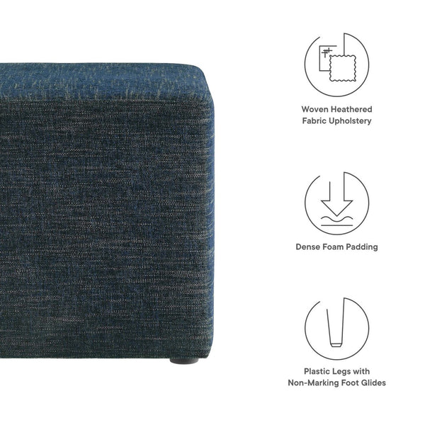 Modway Furniture Callum 17" Square Upholstered Ottoman – Modern Fabric Design for Versatile Living Room Use Heathered Weave Azure EEI-6636-HEA