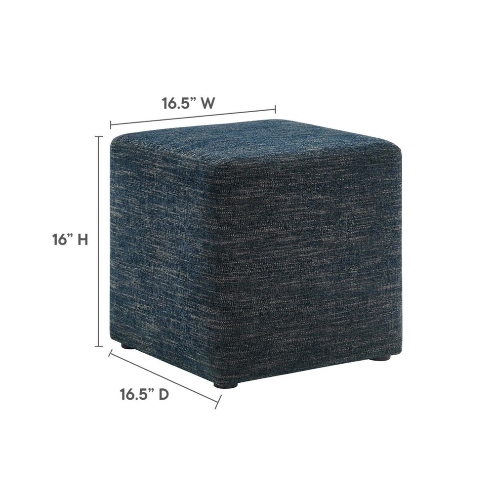 Modway Furniture Callum 17" Square Upholstered Ottoman – Modern Fabric Design for Versatile Living Room Use Heathered Weave Azure EEI-6636-HEA
