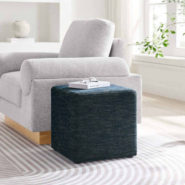 Modway Furniture Callum 17" Square Upholstered Ottoman – Modern Fabric Design for Versatile Living Room Use Heathered Weave Azure EEI-6636-HEA
