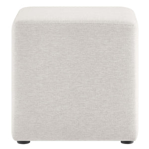 Modway Furniture Callum 17" Square Upholstered Ottoman – Modern Fabric Design for Versatile Living Room Use Heathered Weave Ivory EEI-6636-HEI