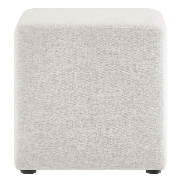 Modway Furniture Callum 17" Square Upholstered Ottoman – Modern Fabric Design for Versatile Living Room Use Heathered Weave Ivory EEI-6636-HEI