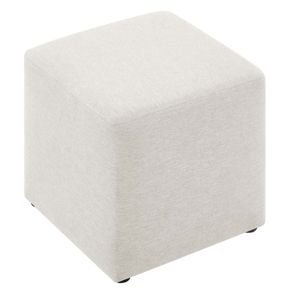 Modway Furniture Callum 17" Square Upholstered Ottoman – Modern Fabric Design for Versatile Living Room Use Heathered Weave Ivory EEI-6636-HEI
