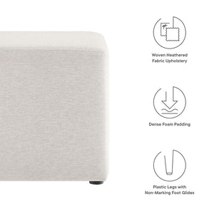 Modway Furniture Callum 17" Square Upholstered Ottoman – Modern Fabric Design for Versatile Living Room Use Heathered Weave Ivory EEI-6636-HEI