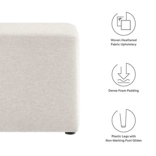 Modway Furniture Callum 17" Square Upholstered Ottoman – Modern Fabric Design for Versatile Living Room Use Heathered Weave Ivory EEI-6636-HEI