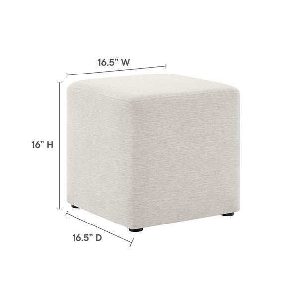 Modway Furniture Callum 17" Square Upholstered Ottoman – Modern Fabric Design for Versatile Living Room Use Heathered Weave Ivory EEI-6636-HEI