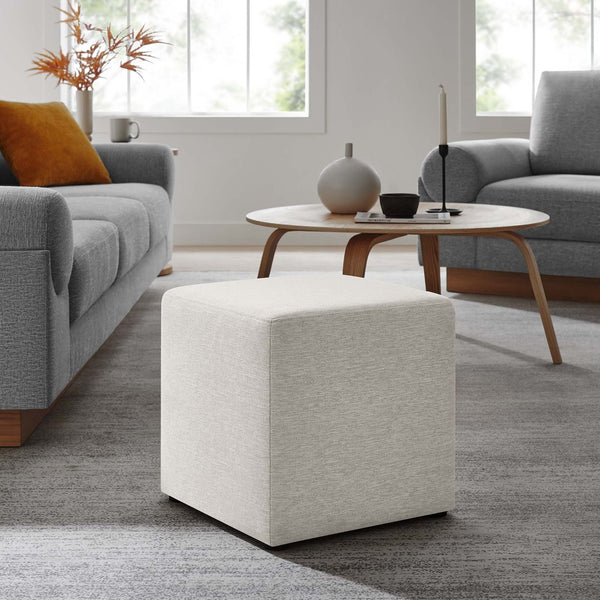 Modway Furniture Callum 17" Square Upholstered Ottoman – Modern Fabric Design for Versatile Living Room Use Heathered Weave Ivory EEI-6636-HEI