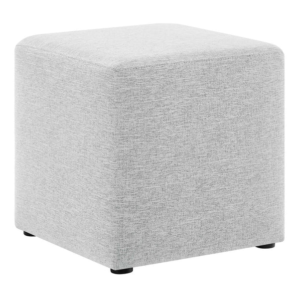 Modway Furniture Callum 17" Square Upholstered Ottoman – Modern Fabric Design for Versatile Living Room Use Heathered Weave Light Gray EEI-6636-HLG