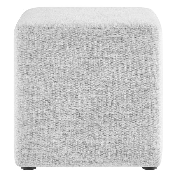 Modway Furniture Callum 17" Square Upholstered Ottoman – Modern Fabric Design for Versatile Living Room Use Heathered Weave Light Gray EEI-6636-HLG