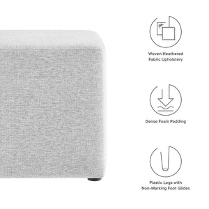 Modway Furniture Callum 17" Square Upholstered Ottoman – Modern Fabric Design for Versatile Living Room Use Heathered Weave Light Gray EEI-6636-HLG