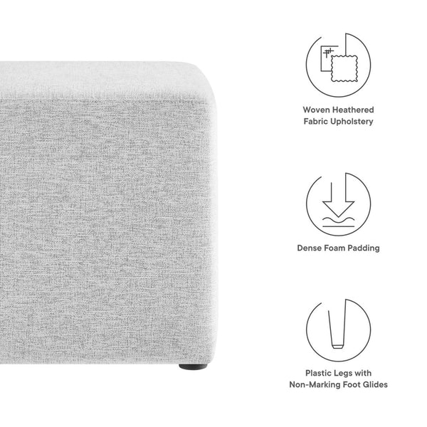 Modway Furniture Callum 17" Square Upholstered Ottoman – Modern Fabric Design for Versatile Living Room Use Heathered Weave Light Gray EEI-6636-HLG