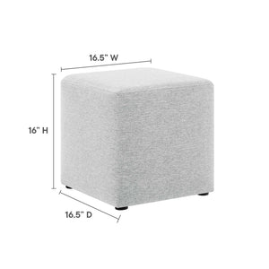 Modway Furniture Callum 17" Square Upholstered Ottoman – Modern Fabric Design for Versatile Living Room Use Heathered Weave Light Gray EEI-6636-HLG