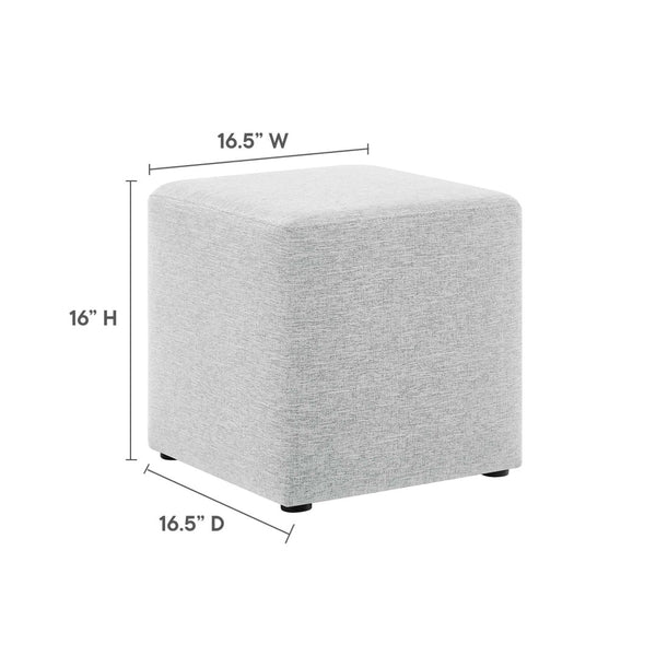 Modway Furniture Callum 17" Square Upholstered Ottoman – Modern Fabric Design for Versatile Living Room Use Heathered Weave Light Gray EEI-6636-HLG