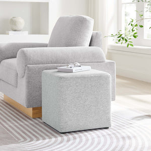 Modway Furniture Callum 17" Square Upholstered Ottoman – Modern Fabric Design for Versatile Living Room Use Heathered Weave Light Gray EEI-6636-HLG