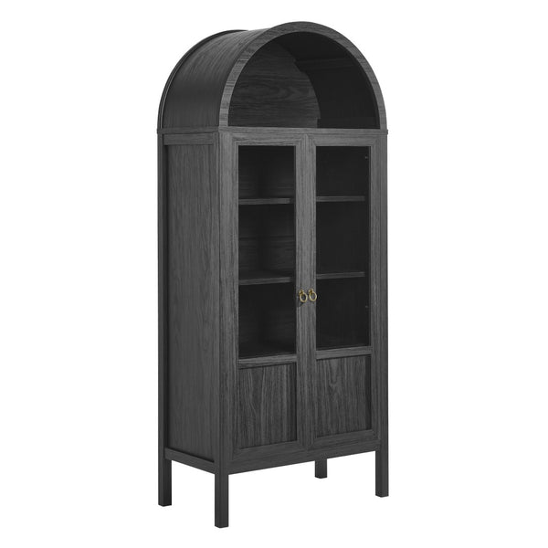 Modway Furniture Tessa Tall Arched Storage Display Cabinet – Vintage-Inspired Accent Piece with Elegant Design & Function Black EEI-6638-BLK