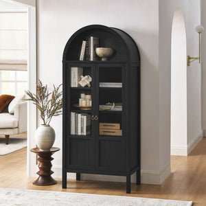 Modway Furniture Tessa Tall Arched Storage Display Cabinet – Vintage-Inspired Accent Piece with Elegant Design & Function Black EEI-6638-BLK