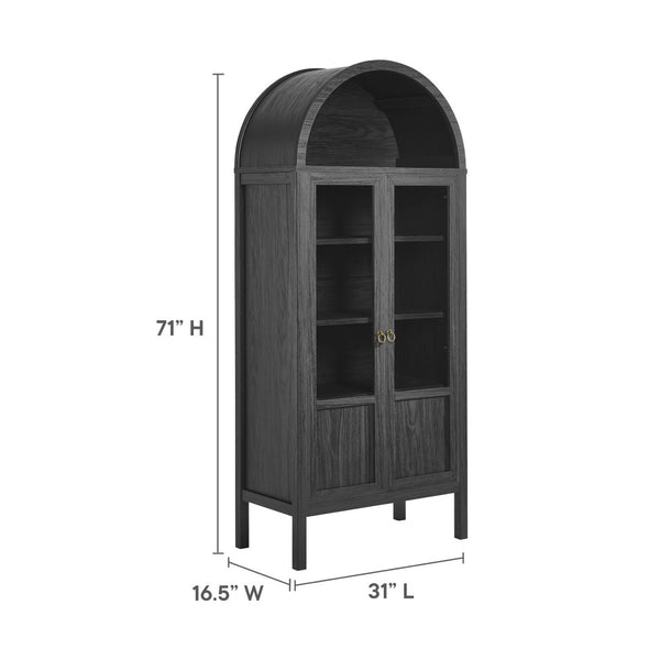 Modway Furniture Tessa Tall Arched Storage Display Cabinet – Vintage-Inspired Accent Piece with Elegant Design & Function Black EEI-6638-BLK