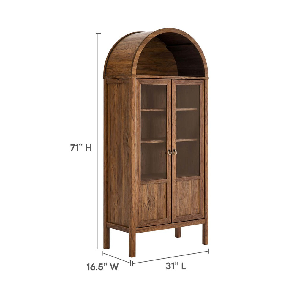 Modway Furniture Tessa Tall Arched Storage Display Cabinet – Vintage-Inspired Accent Piece with Elegant Design & Function Walnut EEI-6638-WAL