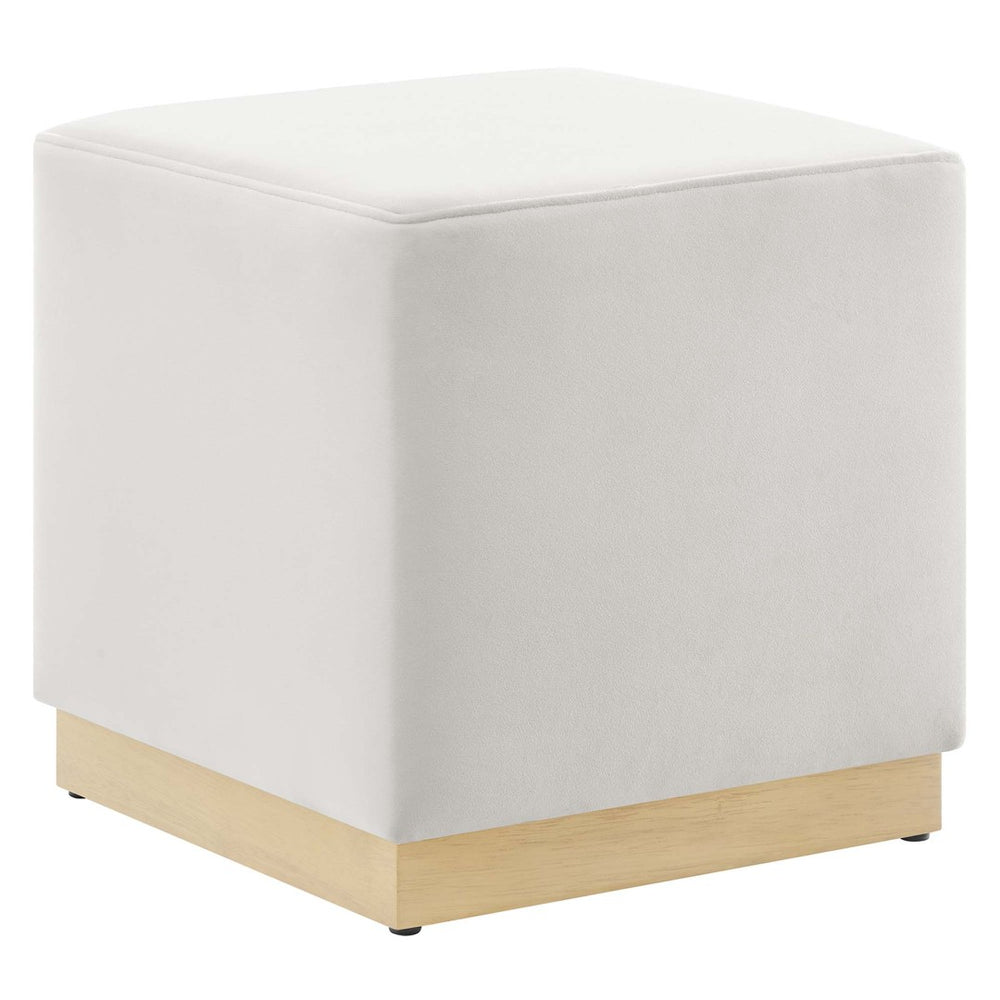 Modway Furniture Tilden 17" Square Performance Velvet Ottoman – Stylish, Durable Accent Piece for Any Room Alabaster Natural EEI-6640-ALA-NAT