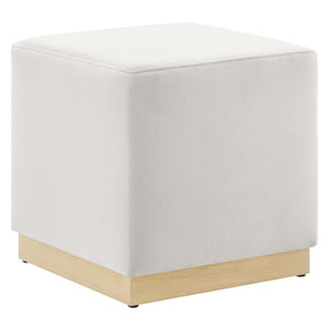 Modway Furniture Tilden 17" Square Performance Velvet Ottoman – Stylish, Durable Accent Piece for Any Room Alabaster Natural EEI-6640-ALA-NAT
