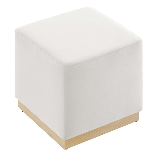 Modway Furniture Tilden 17" Square Performance Velvet Ottoman – Stylish, Durable Accent Piece for Any Room Alabaster Natural EEI-6640-ALA-NAT