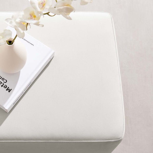 Modway Furniture Tilden 17" Square Performance Velvet Ottoman – Stylish, Durable Accent Piece for Any Room Alabaster Natural EEI-6640-ALA-NAT