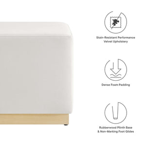 Modway Furniture Tilden 17" Square Performance Velvet Ottoman – Stylish, Durable Accent Piece for Any Room Alabaster Natural EEI-6640-ALA-NAT