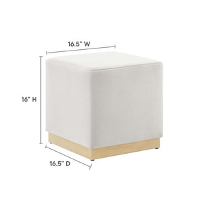 Modway Furniture Tilden 17" Square Performance Velvet Ottoman – Stylish, Durable Accent Piece for Any Room Alabaster Natural EEI-6640-ALA-NAT