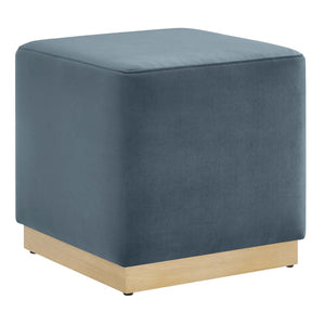 Modway Furniture Tilden 17" Square Performance Velvet Ottoman – Stylish, Durable Accent Piece for Any Room Cadet Blue Natural EEI-6640-CAB-NAT