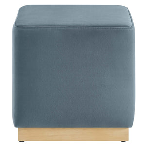Modway Furniture Tilden 17" Square Performance Velvet Ottoman – Stylish, Durable Accent Piece for Any Room Cadet Blue Natural EEI-6640-CAB-NAT