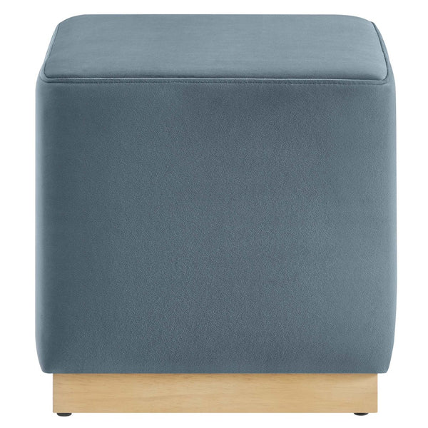Modway Furniture Tilden 17" Square Performance Velvet Ottoman – Stylish, Durable Accent Piece for Any Room Cadet Blue Natural EEI-6640-CAB-NAT