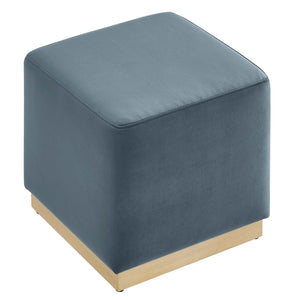 Modway Furniture Tilden 17" Square Performance Velvet Ottoman – Stylish, Durable Accent Piece for Any Room Cadet Blue Natural EEI-6640-CAB-NAT