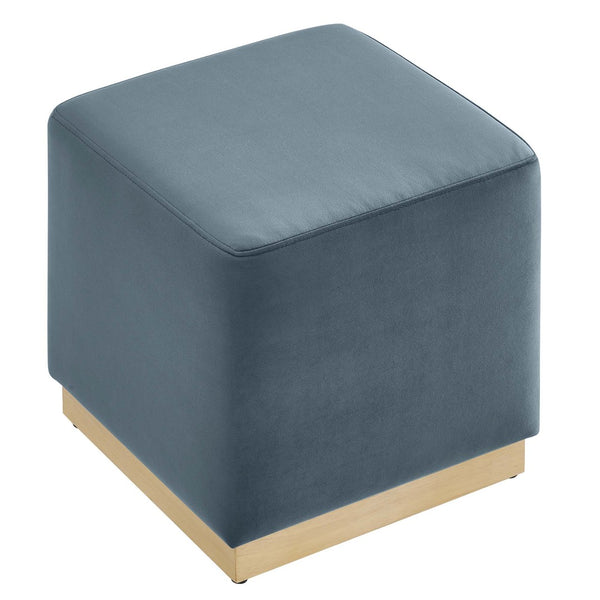 Modway Furniture Tilden 17" Square Performance Velvet Ottoman – Stylish, Durable Accent Piece for Any Room Cadet Blue Natural EEI-6640-CAB-NAT