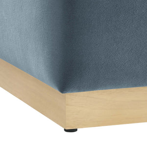 Modway Furniture Tilden 17" Square Performance Velvet Ottoman – Stylish, Durable Accent Piece for Any Room Cadet Blue Natural EEI-6640-CAB-NAT