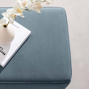 Modway Furniture Tilden 17" Square Performance Velvet Ottoman – Stylish, Durable Accent Piece for Any Room Cadet Blue Natural EEI-6640-CAB-NAT