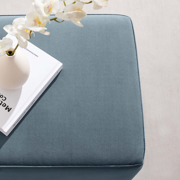 Modway Furniture Tilden 17" Square Performance Velvet Ottoman – Stylish, Durable Accent Piece for Any Room Cadet Blue Natural EEI-6640-CAB-NAT