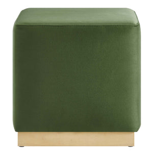 Modway Furniture Tilden 17" Square Performance Velvet Ottoman – Stylish, Durable Accent Piece for Any Room Moss Green Natural EEI-6640-MOG-NAT