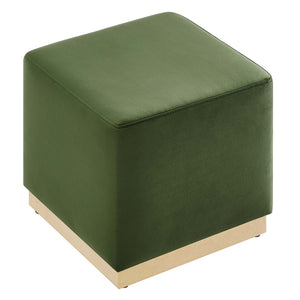 Modway Furniture Tilden 17" Square Performance Velvet Ottoman – Stylish, Durable Accent Piece for Any Room Moss Green Natural EEI-6640-MOG-NAT