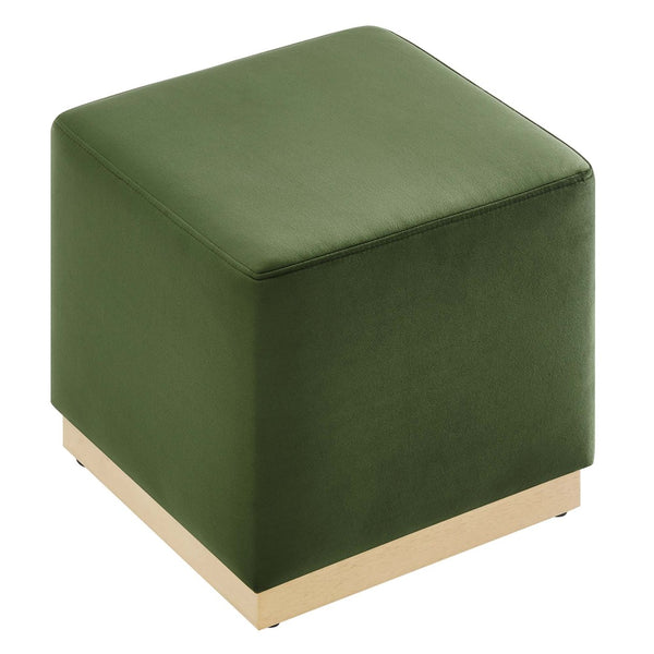 Modway Furniture Tilden 17" Square Performance Velvet Ottoman – Stylish, Durable Accent Piece for Any Room Moss Green Natural EEI-6640-MOG-NAT