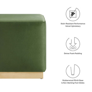 Modway Furniture Tilden 17" Square Performance Velvet Ottoman – Stylish, Durable Accent Piece for Any Room Moss Green Natural EEI-6640-MOG-NAT