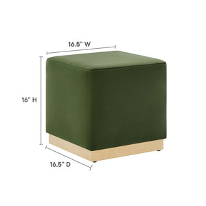 Modway Furniture Tilden 17" Square Performance Velvet Ottoman – Stylish, Durable Accent Piece for Any Room Moss Green Natural EEI-6640-MOG-NAT
